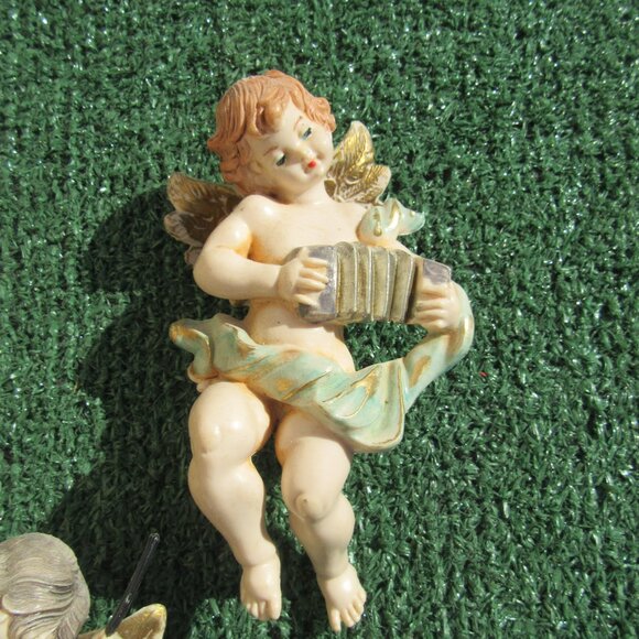 Set of 5 Vintage Fontanani Musical Instrument Playing Cherub Angels 5.5" Italy - Picture 3 of 10